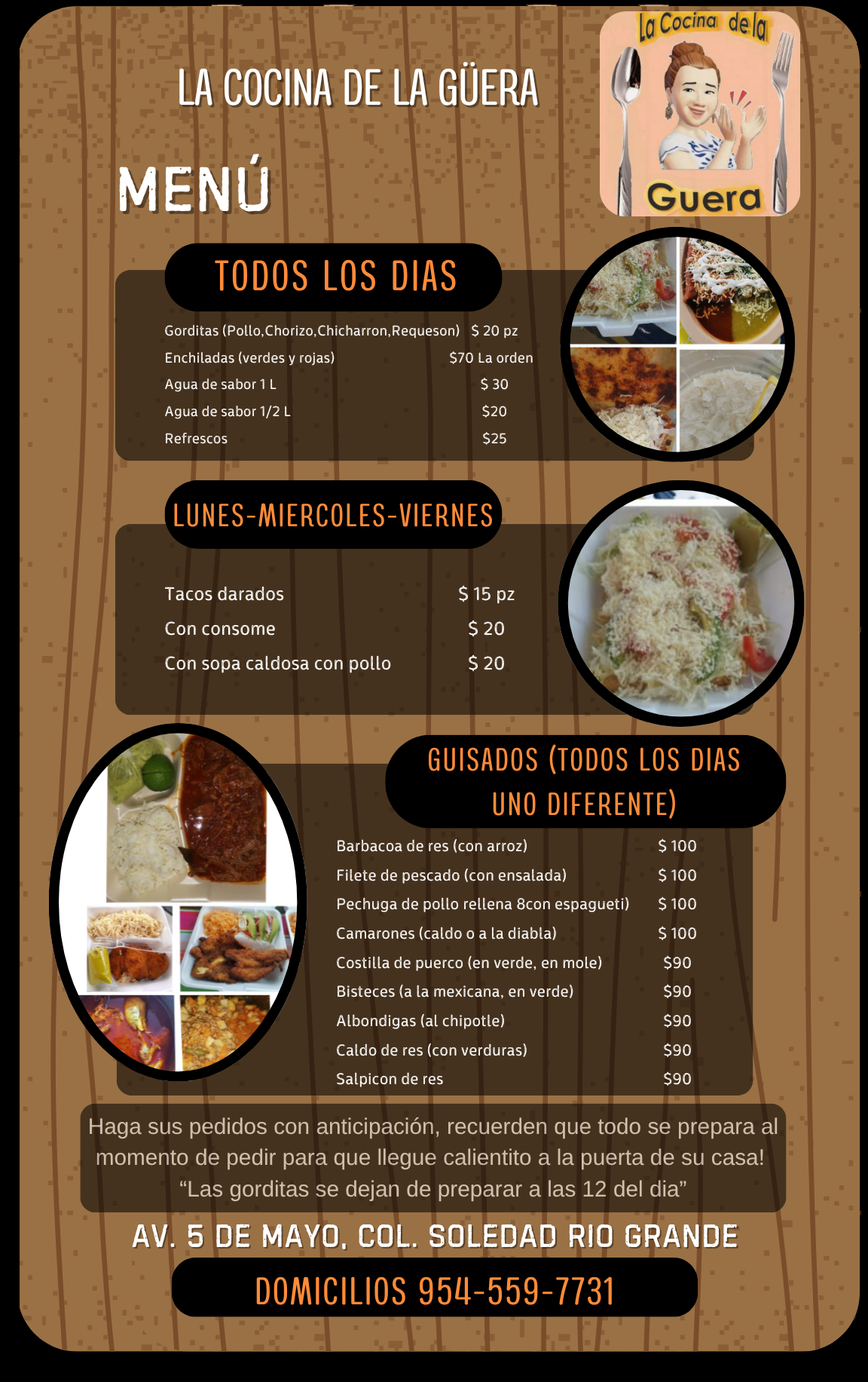 Menú del restaurante